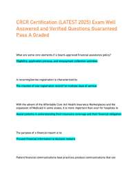 CRCR Certification Exam Questions and Answers: Healthcare Administration