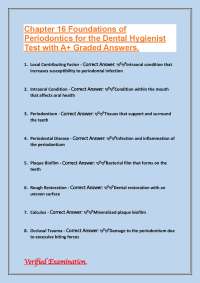 Foundations of Periodontics for the Dental Hygienist Test A+ Graded Chapter 16