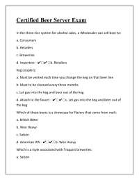 Certified Beer Server Exam: Multiple Choice Questions and Answers