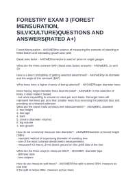 Forestry Exam 3: Forest Mensuration and Silviculture - Questions and Answers