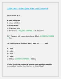 AESC 2050 - Final Exam with Correct Answers: Culture, Agriculture, and Human Development