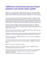 California Commercial Insurance Exam: Questions and Answers