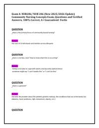 Community Nursing Concepts Exam: Questions and Answers for NUR206