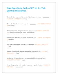 APHY 101 Final Exam Study Guide: Anatomy and Physiology Basics