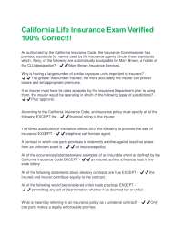 California Life Insurance Exam: Multiple Choice Questions and Answers