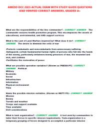 AMEDD DCC 2025 ACTUAL EXAM WITH STUDY GUIDE QUESTIONS  AND VERIFIED CORRECT ANSWERS, GRADE