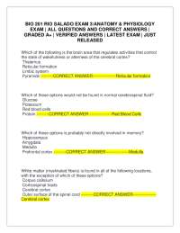 BIO 201 RIO SALADO EXAM 3/ANATOMY & PHYSIOLOGY EXAM | ALL QUESTIONS AND CORRECT ANSWERS