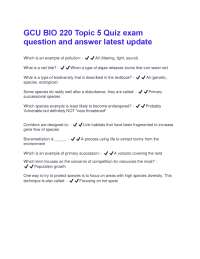 GCU BIO 220 Topic 5 Quiz: Environmental Science and Biodiversity