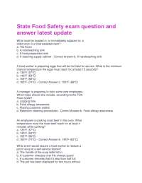 State Food Safety exam question and answer latest update