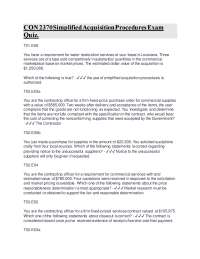 CON 2370 Simplified Acquisition Procedures Exam Quiz.