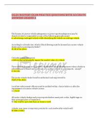 Sales Mastery Exam Practice Questions with Accurate Answers Graded A