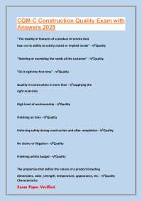 Construction Quality Management: Exam Paper with Answers