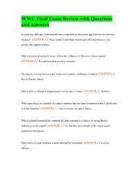 WWC Final Exam Review with Questions and Answers