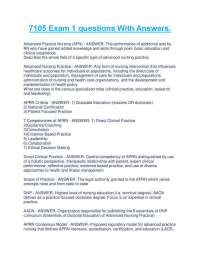 Advanced Practice Nursing (APN) Exam 1 Questions and Answers
