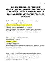 KANSAS COMMERCIAL PESTICIDE  APPLICATOR (GENERAL) 2025.