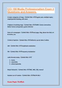 CCI 150 Media Professionalism Exam 2: Questions and Answers