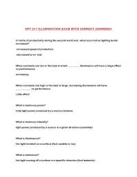 OPT 217 Illumination Exam: Questions and Answers