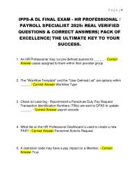 IPPS-A DL FINAL EXAM - HR PROFESSIONAL /  PAYROLL SPECIALIST 2025.