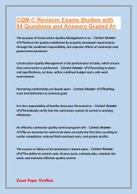 Construction Quality Management (CQM) Exam Questions and Answers