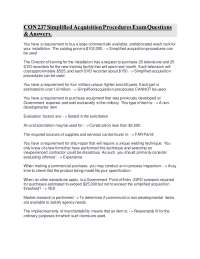 CON 237 Simplified Acquisition Procedures Exam Questions & Answers