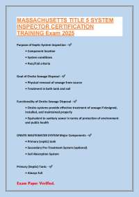 Septic System Components & Maintenance: Title 5 Inspector Certification