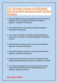 CCI 150 Exam 2 Exam of 2025 Media and Journalism Questions with Verified Answers.
