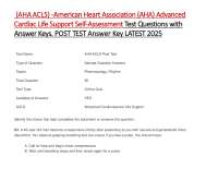 (AHAACLS) -American Heart Association (AHA) Advanced  Cardiac Life Support Self-Assessment