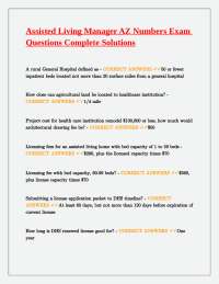 Assisted Living Manager Arizona Exam: Questions and Answers
