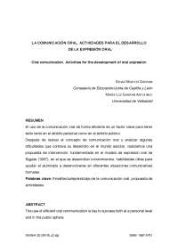 La Comunicación Oral: Actividades para el Desarrollo de la Expresión Oral - Prof. Bentes