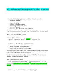 AZ-104 Renewal Exam Qs-with verified  answers-
