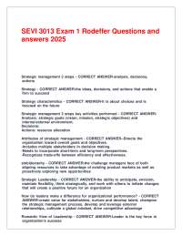SEVI 3013 Exam 1 Rodeffer: Strategic Management Questions and Answers