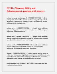 PTCB - Pharmacy Billing and Reimbursement questions with answers