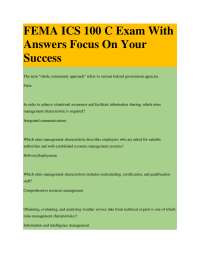 FEMA ICS 100 C Exam With Answers: Focus On Your Success