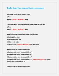 Traffic Supervisor Exam: Multiple Choice Questions and Answers