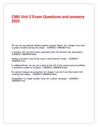 CMU Unit 2 Exam Questions and Answers: Programming Concepts