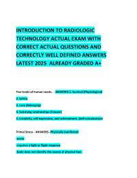 INTRODUCTION TO RADIOLOGIC TECHNOLOGY ACTUAL EXAM WITH CORRECT ACTUAL QUESTIONS 2025