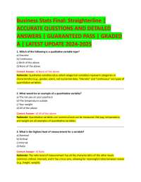 Business Statistics Final Exam: Straighterline - Practice Questions and Answers