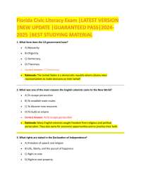 Florida Civic Literacy Exam: Multiple Choice Questions and Answers