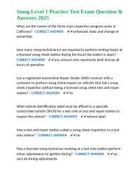 Smog Level 1 Practice Test Exam Question & Answers 2025