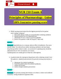 NUR 210 Exam 4 Principles of Pharmacology - Galen tested questions (latest 2025 / 2026)