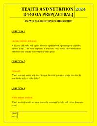 HEALTH AND NUTRITION D440 OA PREP(ACTUAL) QUESTIONS AND ANSWERS 2025