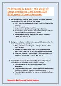 Pharmacology Exam Questions and Answers: A Study Guide for Nursing Students