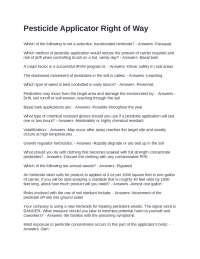 Pesticide Applicator Right of Way: Multiple Choice Questions and Answers