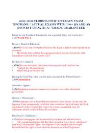 Florida Civic Literacy Exam Testbank: 700+ Questions and Answers