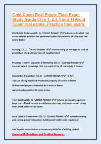 Gold Coast Real Estate Final Exam Study Guide: Chapters 1, 2, 3, 4, and 11