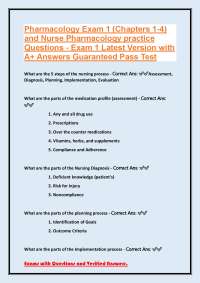 Pharmacology Exam 1: Questions and Answers for Nursing Students