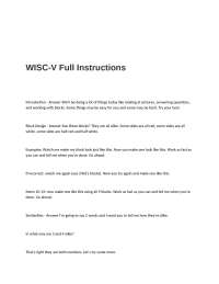 WISC-V Full Instructions: A Guide for Administering the Test