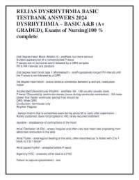 RELIAS DYSRHYTHMIA BASIC TESTBANK ANSWERS 2024 DYSRHYTHMIA – BASIC A&B (A+ GRADED), Exams