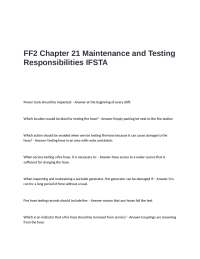 FF2 Chapter 21 Maintenance and Testing Responsibilities Test Questions and Answers: IFSTA