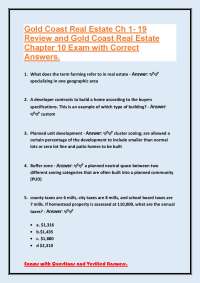 Gold Coast Real Estate Exam Questions and Answers: Chapters 1-19